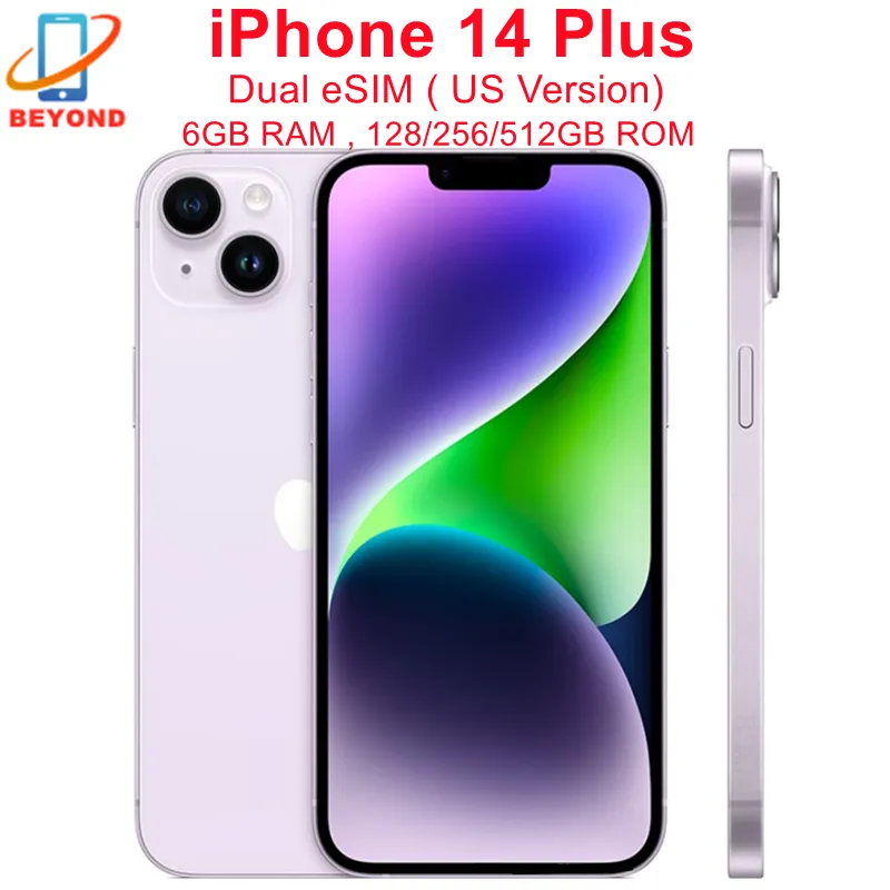 Apple iPhone 14 Plus Dual eSIM 128/256/512GB ROM 6GB RAM 6.7" Genuine Super Retina OLED Face ID NFC A15 5G 98% New Original