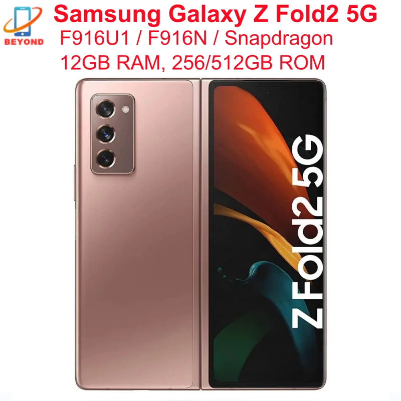 Samsung Galaxy Z Fold 2 Fold2 5G F916N F916U1 7.6" Foldable AMOLED 12GB RAM 256/512GB ROM NFC Snapdragon 95% New Cell Phone