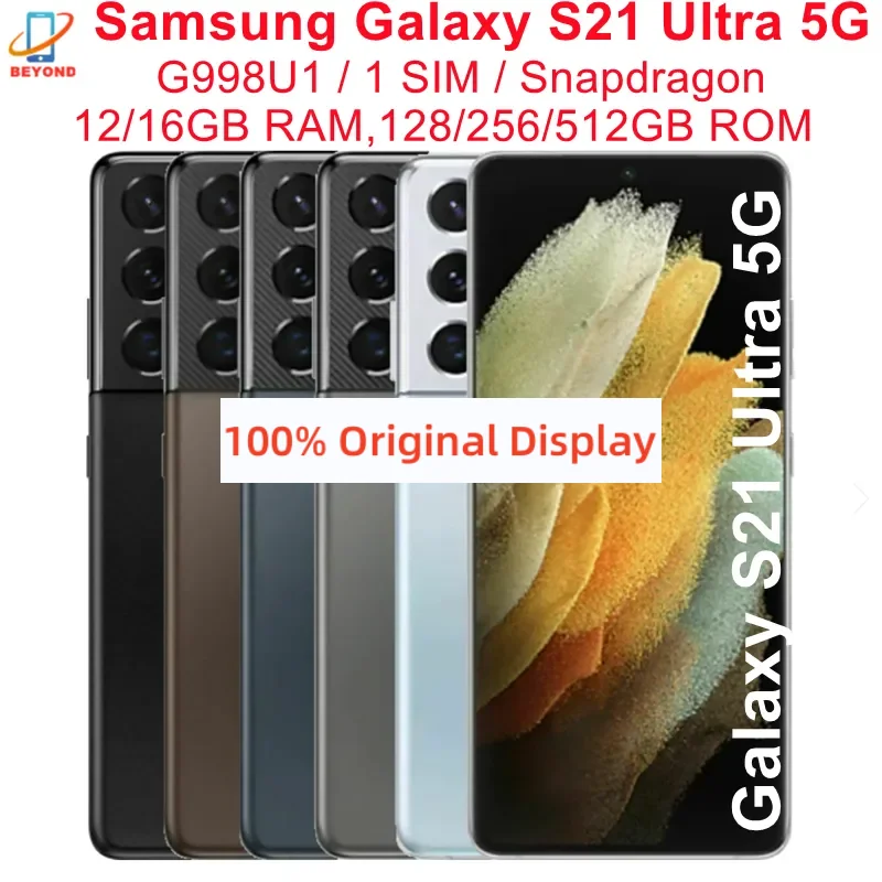 Samsung Galaxy S21 Ultra 5G G998U1 S21U 6.8" ROM 128/256/512GB RAM 12/16GB Snapdragon NFC Original Unlocked Android Cell Phone