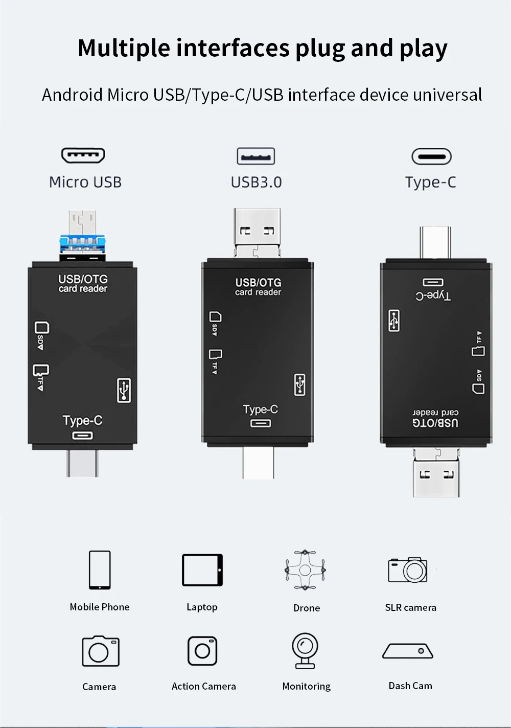 TISHRIC Micro USB Type C Adapter USB TF SD Card Reader USB-C Memory Card Adapter For Macbook Samsung Huawei XiaoMi Laptop Phone TISHRIC Micro USB Type C Adapter USB TF SD Card Reader USB-C Memory Card Adapter For Macbook Samsung Huawei XiaoMi Laptop Phone