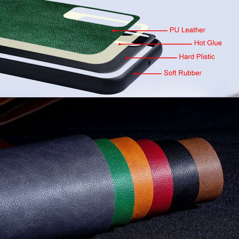 Alternative view of Premium Luxury leather Phone Case for Samsung galaxy S23 S24 S22 S21 S20 Ultra Plus FE Retro Business Style Solid color cover