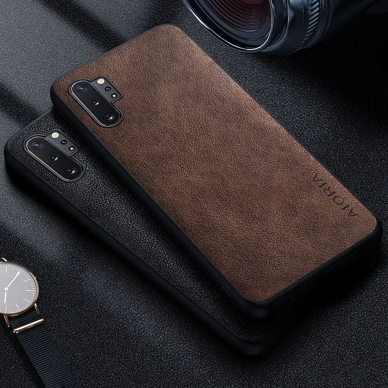 Premium Luxury leather Phone Case for Samsung galaxy Note 10 Plus Lite Retro Business Style Solid color cover funda capa