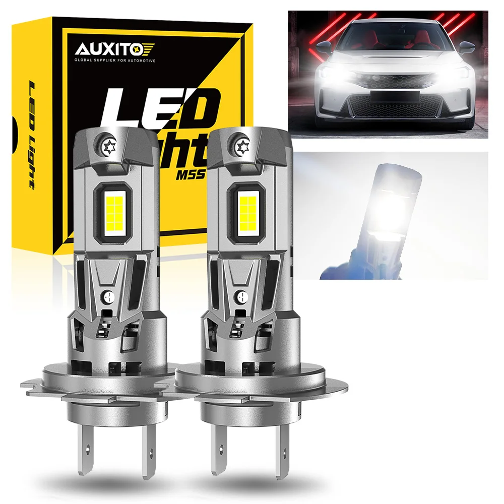 AUXITO 2Pcs 120W 22000LM H7 LED 12V Canbus Headlight Bulb 6500K Super Bright Powerful Best Turbo CSP H7 LED Head Lamp Error Free