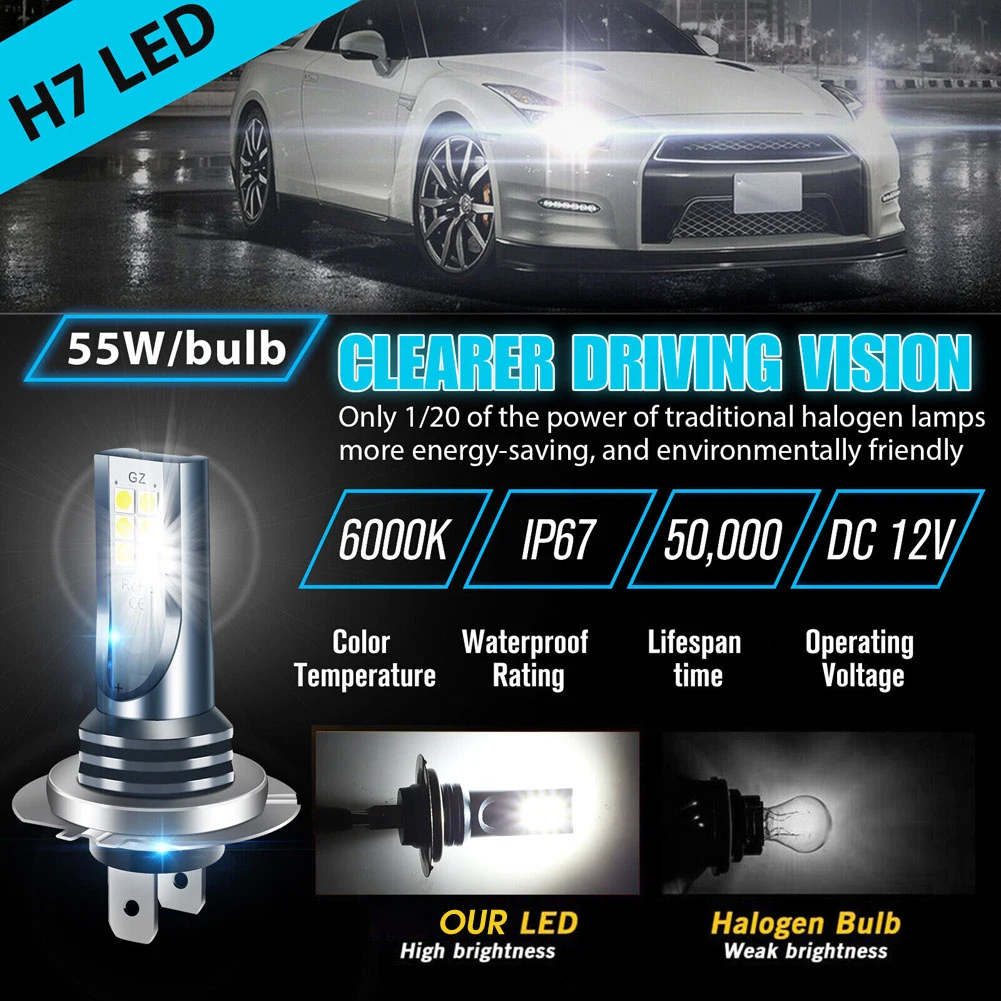 Alternative view of H7 LED 30000LM Fog Light Bulb 6000K
