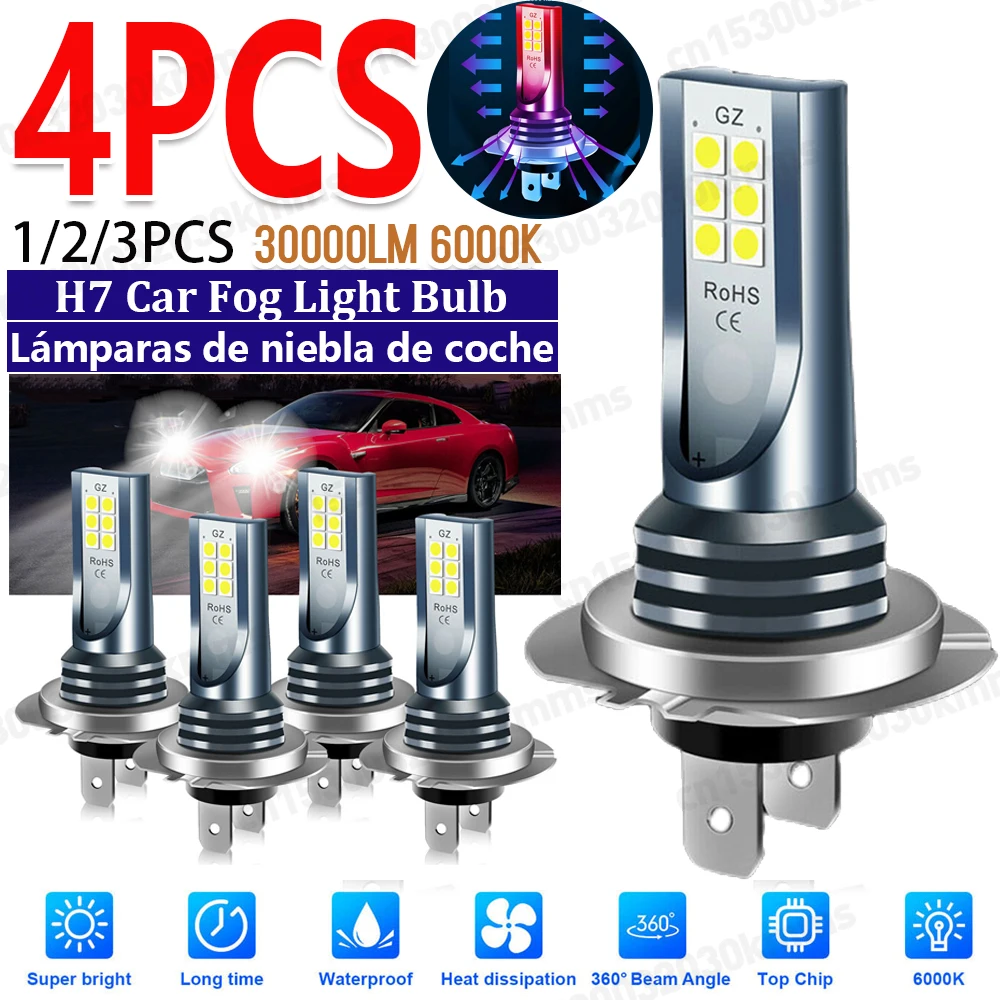 H7 LED 30000LM Fog Light Bulb 6000K