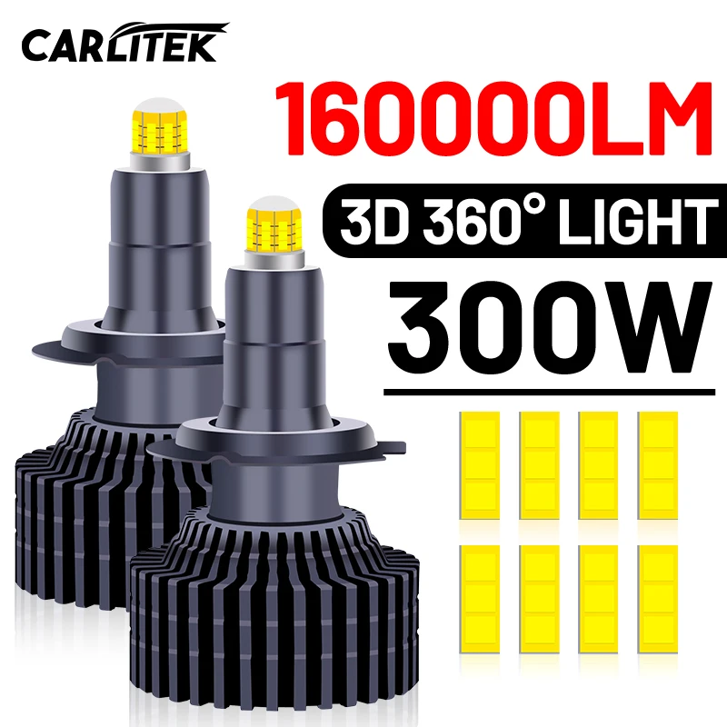160000LM 300W 3D 360 H7 Led Canbus Car Headlight H11 H4 H1 HB3 9005 HB4 9006 9012 Fog 12V