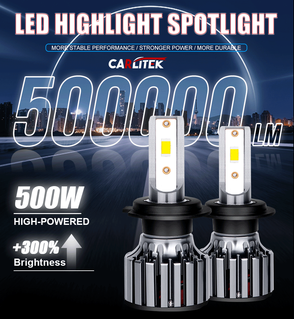 500W 500000LM H7 H4 H1 H8 H11 LED Light H7 Car Headlight Bulbs H11 H8 LED Fog Auto Lamp 6000K 5570 9005 9006 9012 12V Turbo 24V