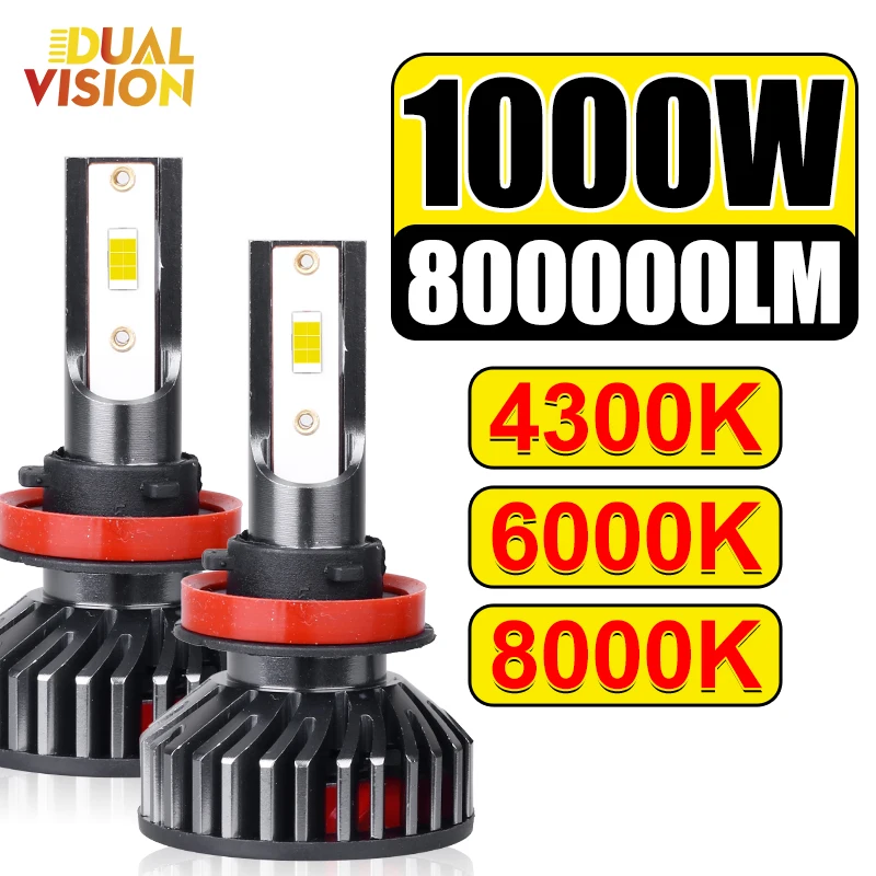 800000LM H11 LED Headlight 1000W Canbus 6000K 4300K 8000K Led H4 H8 H1 HB3 9005 HB4 9006 H9 Car Light STG High Low Beam Ice Bulb