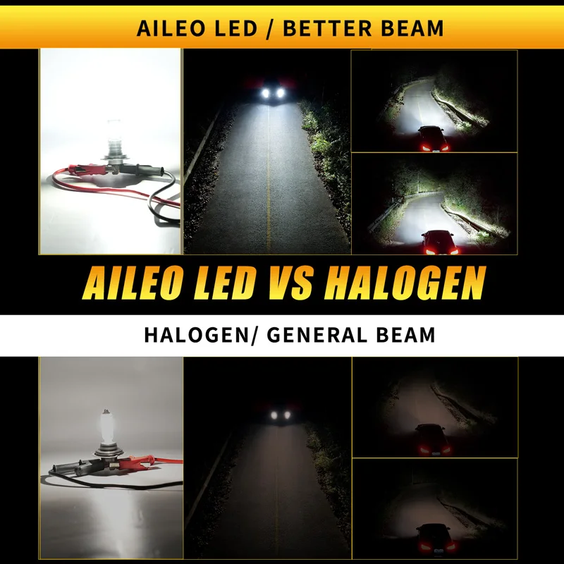Alternative view of AILEO H7 Led Lights 50000LM For Car LED Headlight Bulb H11 H9 H8 9005 HB3 9006 HB4 H4 3000K 6500K Super Bright Fanless Plug&Play