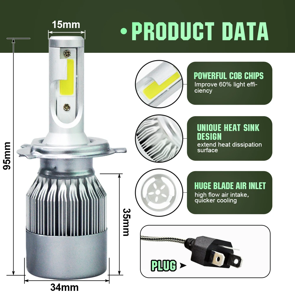 Alternative view of TEENRAM H7 H4 LED Headlight Bulb H11 HB3 HB4 9006 9005 9004 9007 880 H1 H3 H27 H13 Led Car Lamps 80W 6000K 12V Auto Fog Lights