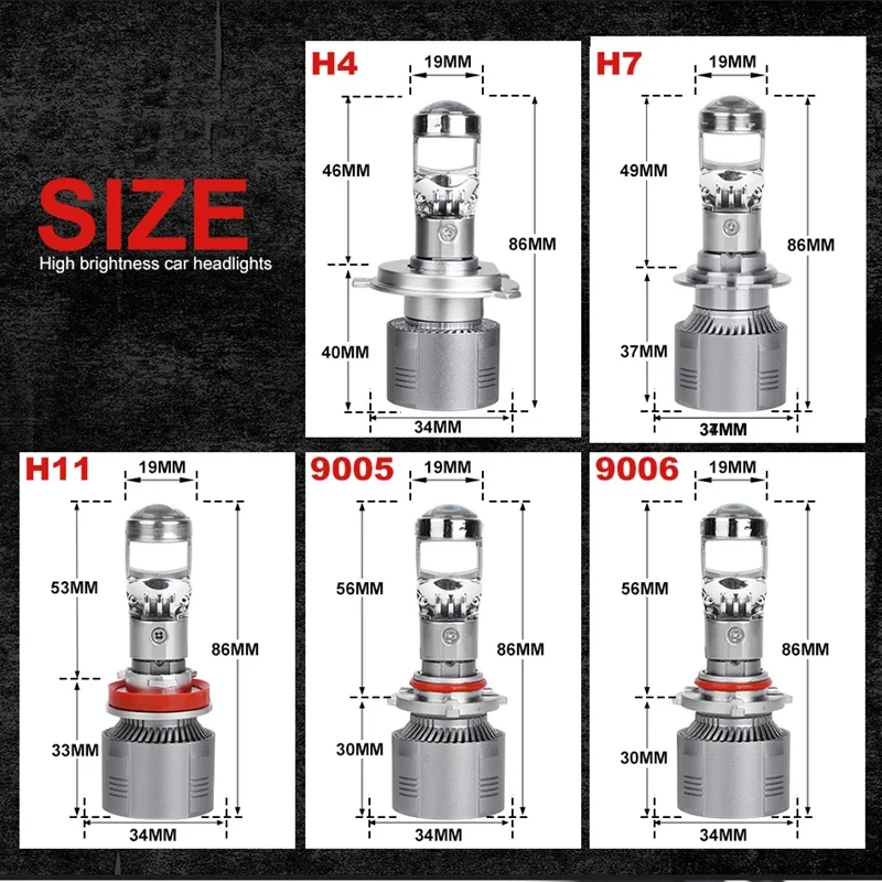 H4 H7 BI Led Projector Lens H11 9005 HB3 9006 HB4 Hi/Lo Beam Car Headlight Bulb Canbus Lamp For Car/Motorcycle 12V 220000LM LHD