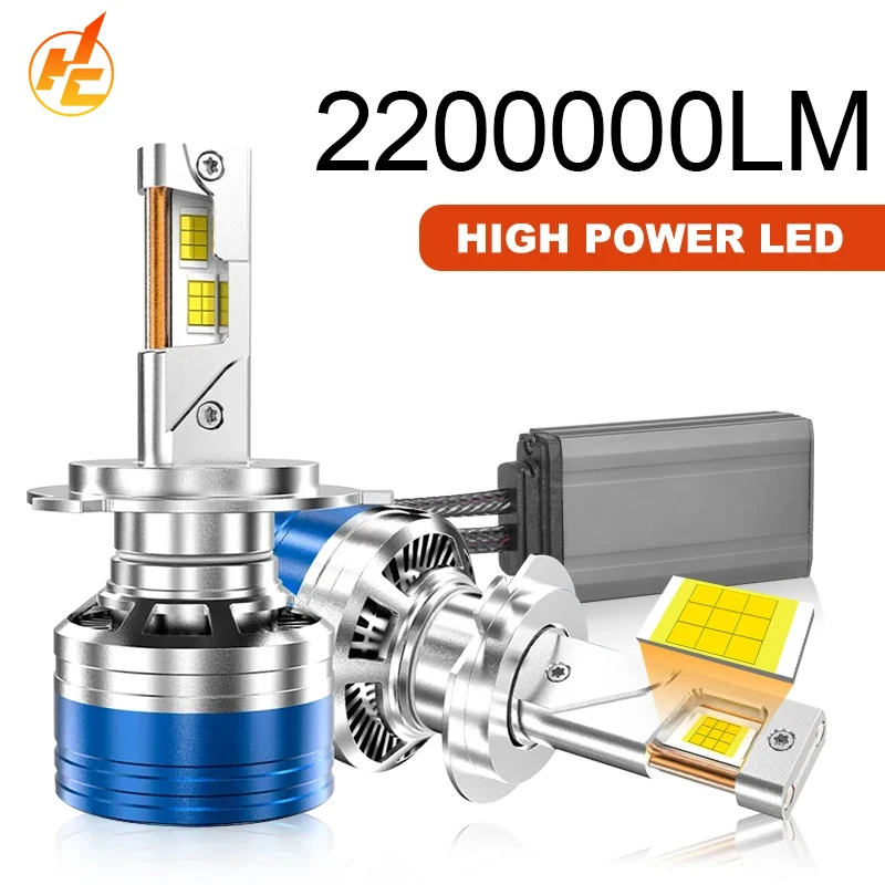 H7 H4 H11 LED Headlight High Power 6075 CSP Canbus 9005 HB3 9006 HB4 Turbo Lamp 6000K 2200000LM for Car 12V 24V Auto Lamp Bulb