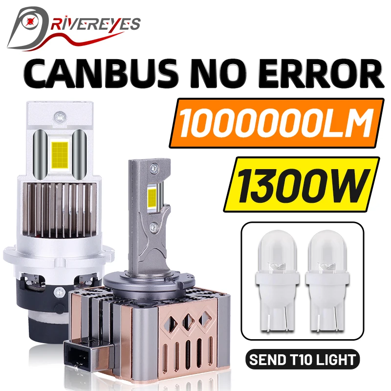 1000000LM 1300W D1S LED D3S Canbus D1R D4S D2S D2R D4SR D8S Car Headlight HID Turbo Bulb Plug and Play Xenon Kit High Low Beam