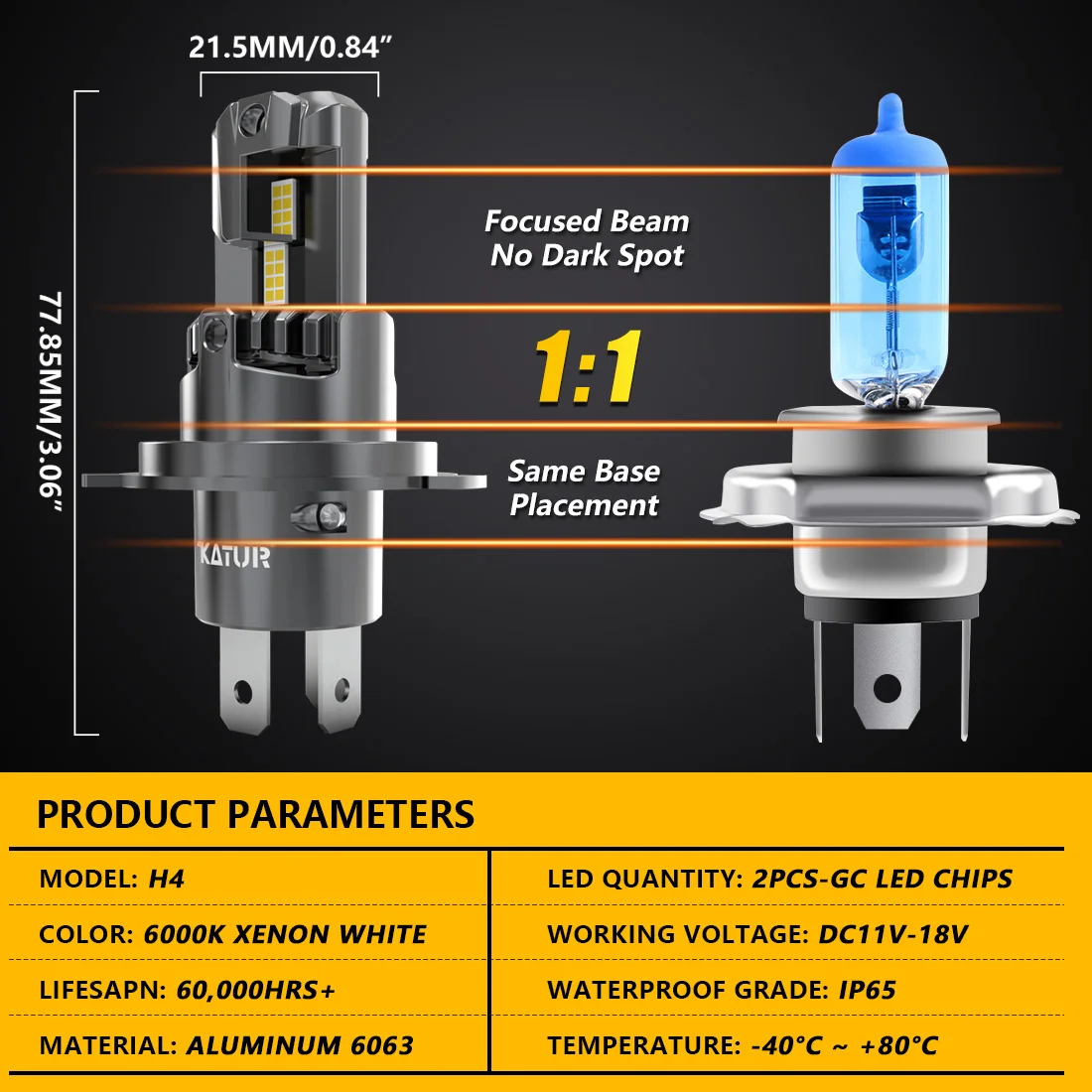 Alternative view of 2pcs H4 Led Car Headlight Bulb 20000LM 6000K White 110w Dual High Low Beam HB2 9003 For Suzuki Grand Vitara Swift Jimny SX4