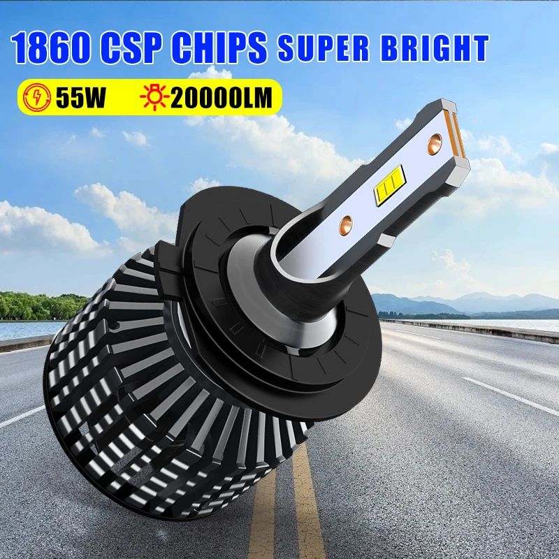 Alternative view of H4 H7 H8 H9 H11 LED Headlights Bulbs 12V 9005 HB3 9006 HB4 9012 HIR2 55W 20000LM