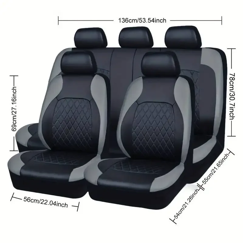 PU Leather Car Seat Covers Airbag Compatible Car Interior Accessories Front/ Rear/ Full Set Cover Cushion Universal Fit Most