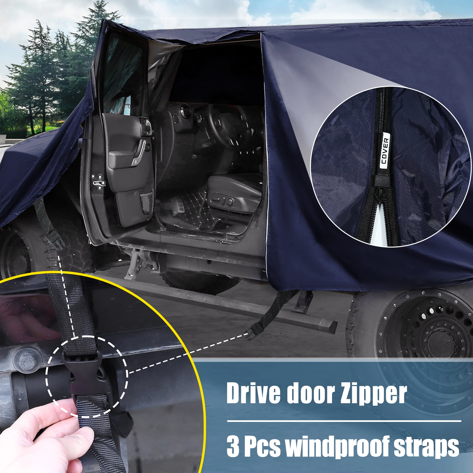 X Autohaux Car Body Cover for Jeep Wrangler JK JL Hardtop 2 4 Door 2007-2021 Outdoor Windproof Waterproof 210D Oxford Protect