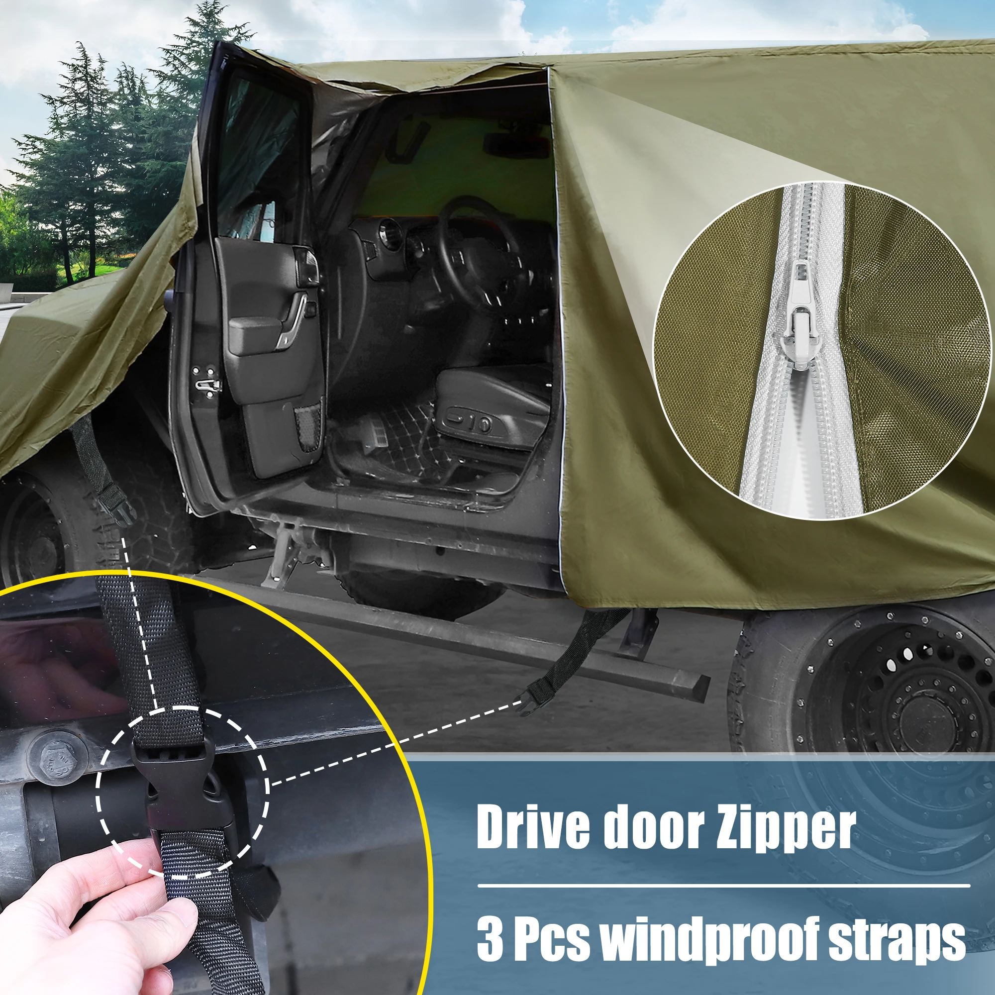 X Autohaux Car Body Cover for Jeep Wrangler JK JL Hardtop 2 4 Door 2007-2021 Outdoor Windproof Waterproof 210D Oxford Protect
