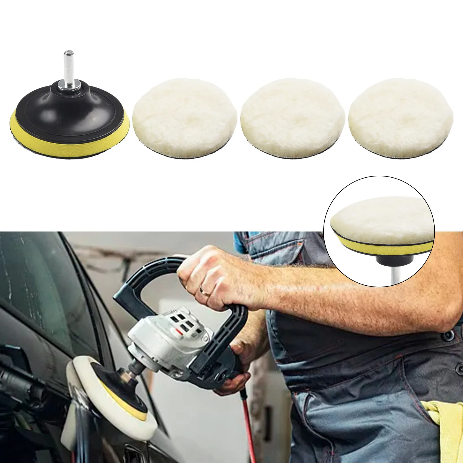 Alternative view of 5pcs 4Inch Buffing Polishing Pad Wool Wheel Mop Kit For Car Polisher Drill Glass Ceramic Polish Pads Cars Wash Accessories