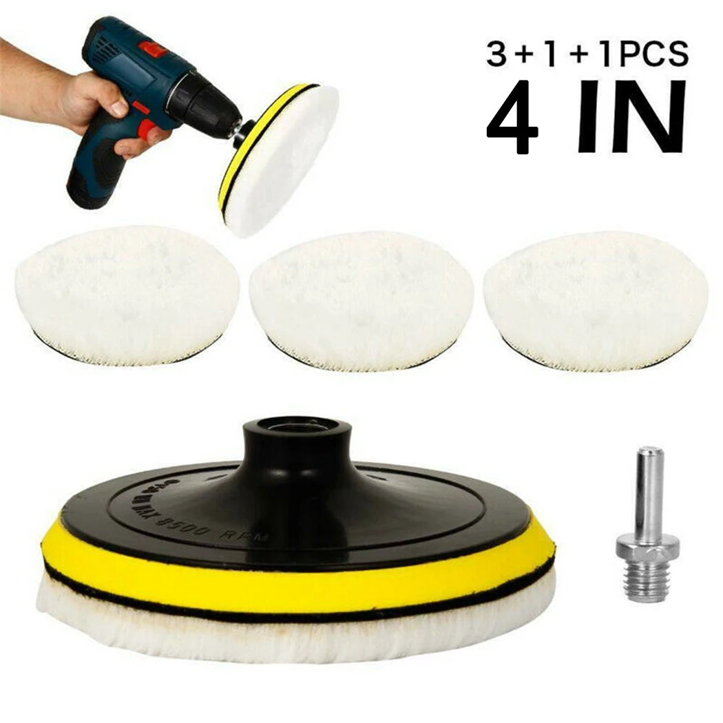 5pcs 4Inch Buffing Polishing Pad Wool Wheel Mop Kit For Car Polisher Drill Glass Ceramic Polish Pads Cars Wash Accessories