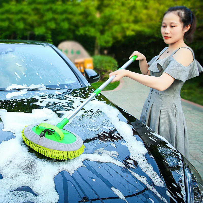 Alternative view of Car Cleaning Brush Detailing Adjustable Super absorbent Car Wash Brush Telescoping Long Handle Cleaning Mop Auto Accessories