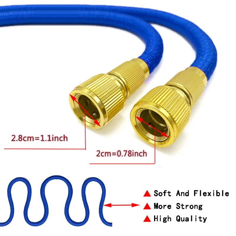 Home and Garden Watering Hose High Pressure Magic 2.5-30 Meters Flexible Double Metal Connector Dark Green 25-100FT Wash Car Gun