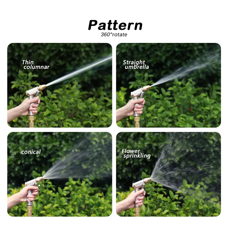 Home and Garden Watering Hose High Pressure Magic 2.5-30 Meters Flexible Double Metal Connector Dark Green 25-100FT Wash Car Gun