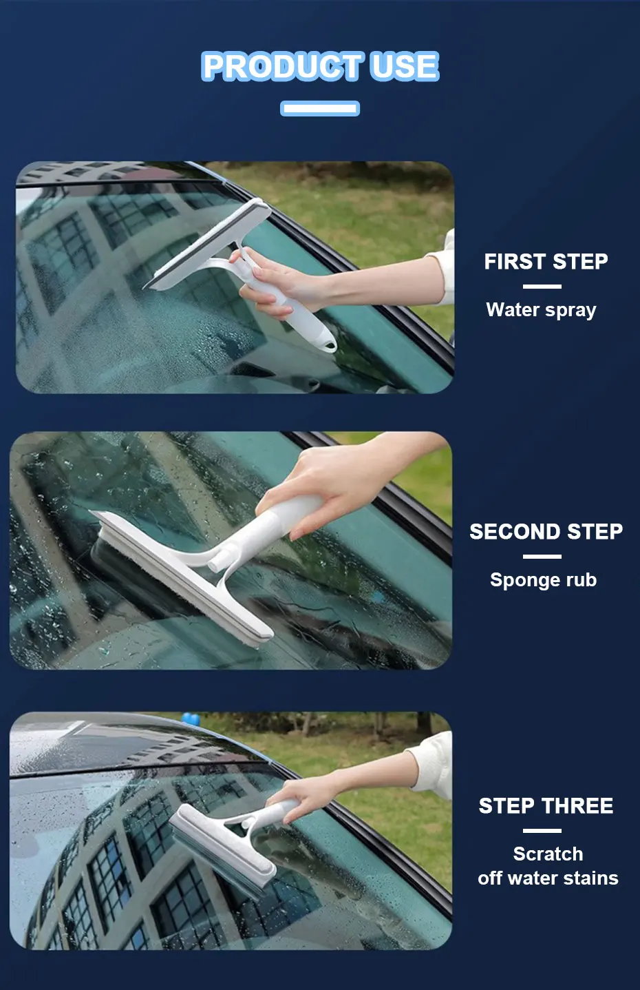 3-In-1 Car Glass Cleaning Wiper with Spray Bottle -Car Door,Window,and Windshield Cleaner Squeegee for Car and Home Washing Tool 3-In-1 Car Glass Cleaning Wiper with Spray Bottle -Car Door,Window,and Windshield Cleaner Squeegee for Car and Home Washing Tool