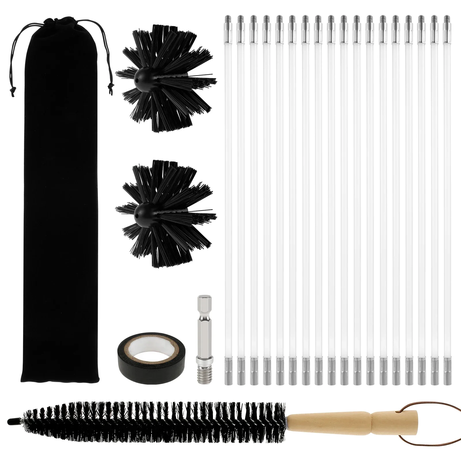 Extendable Long Handle Flexible 9/18Pcs Rods for Chimney Roof Cleaning Tools