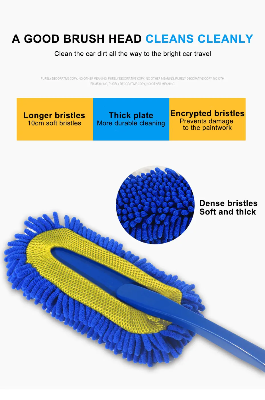 SEAMETAL Car Cleaning Mop Dust Removal Wash Brush Scratch-Free Microfiber Car Collector Duster Clean Kit Car Detailing Wash Tool