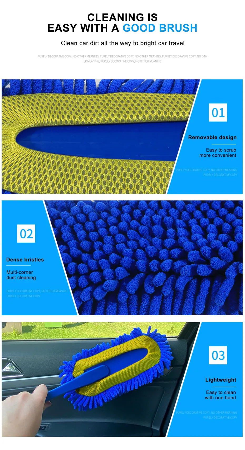 SEAMETAL Car Cleaning Mop Dust Removal Wash Brush Scratch-Free Microfiber Car Collector Duster Clean Kit Car Detailing Wash Tool