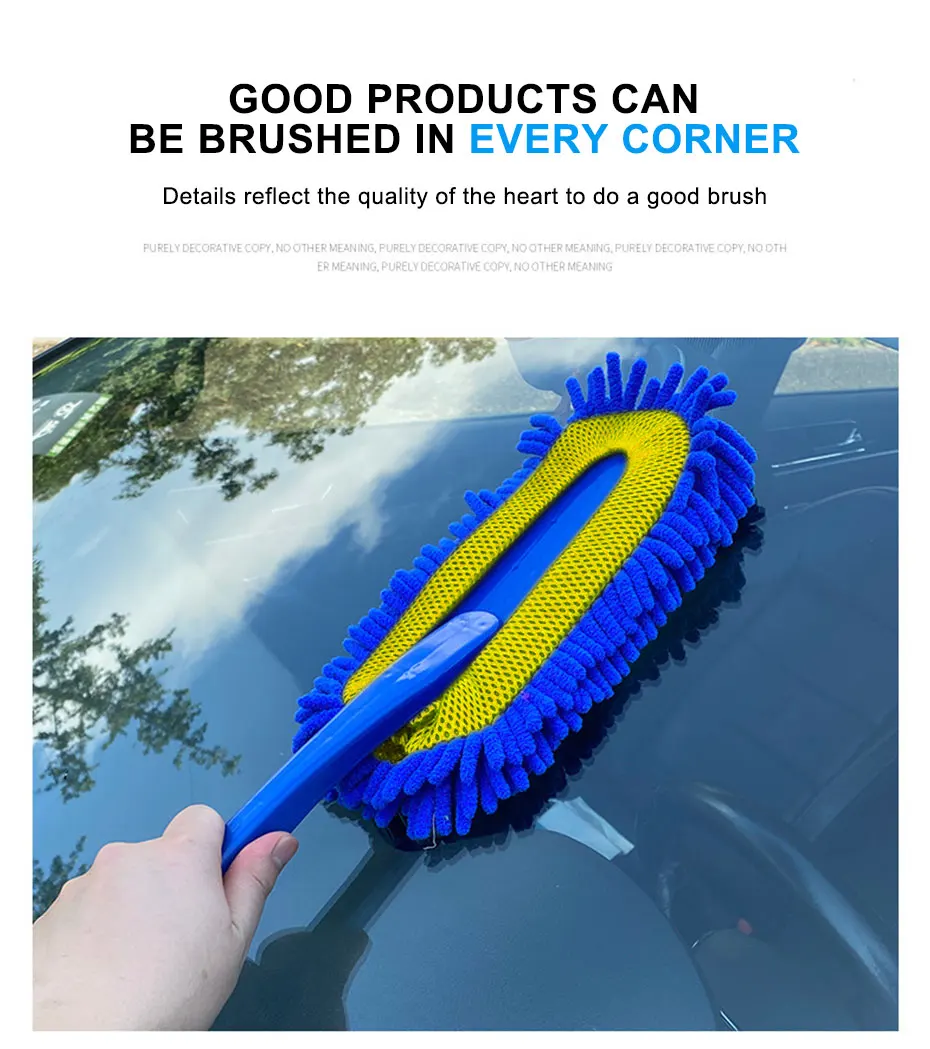 SEAMETAL Car Cleaning Mop Dust Removal Wash Brush Scratch-Free Microfiber Car Collector Duster Clean Kit Car Detailing Wash Tool