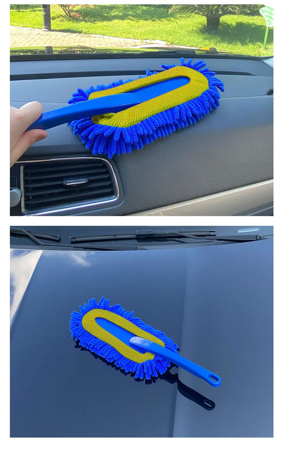 SEAMETAL Car Cleaning Mop Dust Removal Wash Brush Scratch-Free Microfiber Car Collector Duster Clean Kit Car Detailing Wash Tool