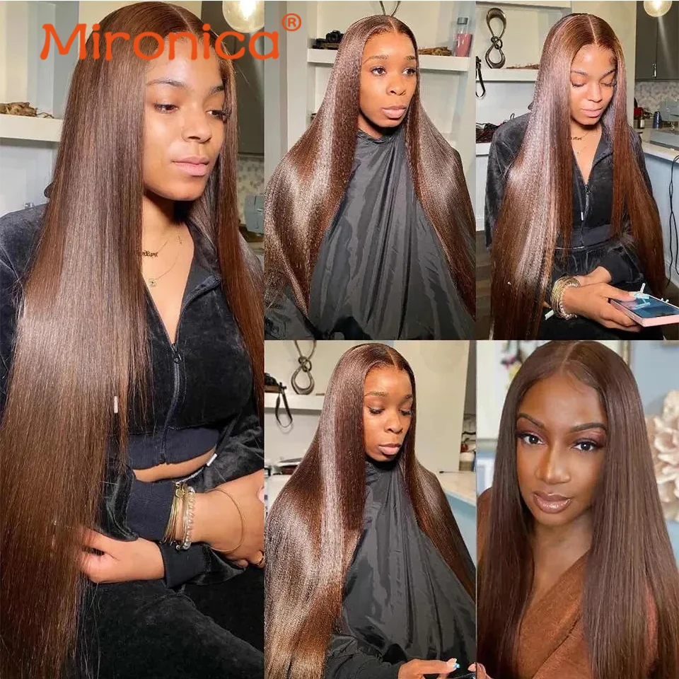 Straight Chocolate Brown 1/3/4 Human Hair Weaving Wefts Remy - Image 3