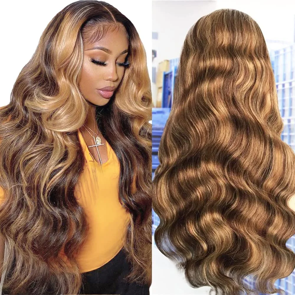 13x4 13x6 Hd Lace Front Wig For Women Body Wave Remy Human Hair P4/27 Piano Ombre Blonde Brown Highlight Glueless Human Hair 13x4 13x6 Hd Lace Front Wig For Women Body Wave Remy Human Hair P4/27 Piano Ombre Blonde Brown Highlight Glueless Human Hair