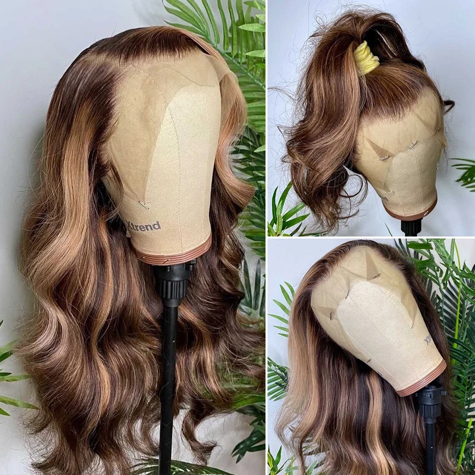 13x4 13x6 Hd Lace Front Wig For Women Body Wave Remy Human Hair P4/27 Piano Ombre Blonde Brown Highlight Glueless Human Hair 13x4 13x6 Hd Lace Front Wig For Women Body Wave Remy Human Hair P4/27 Piano Ombre Blonde Brown Highlight Glueless Human Hair