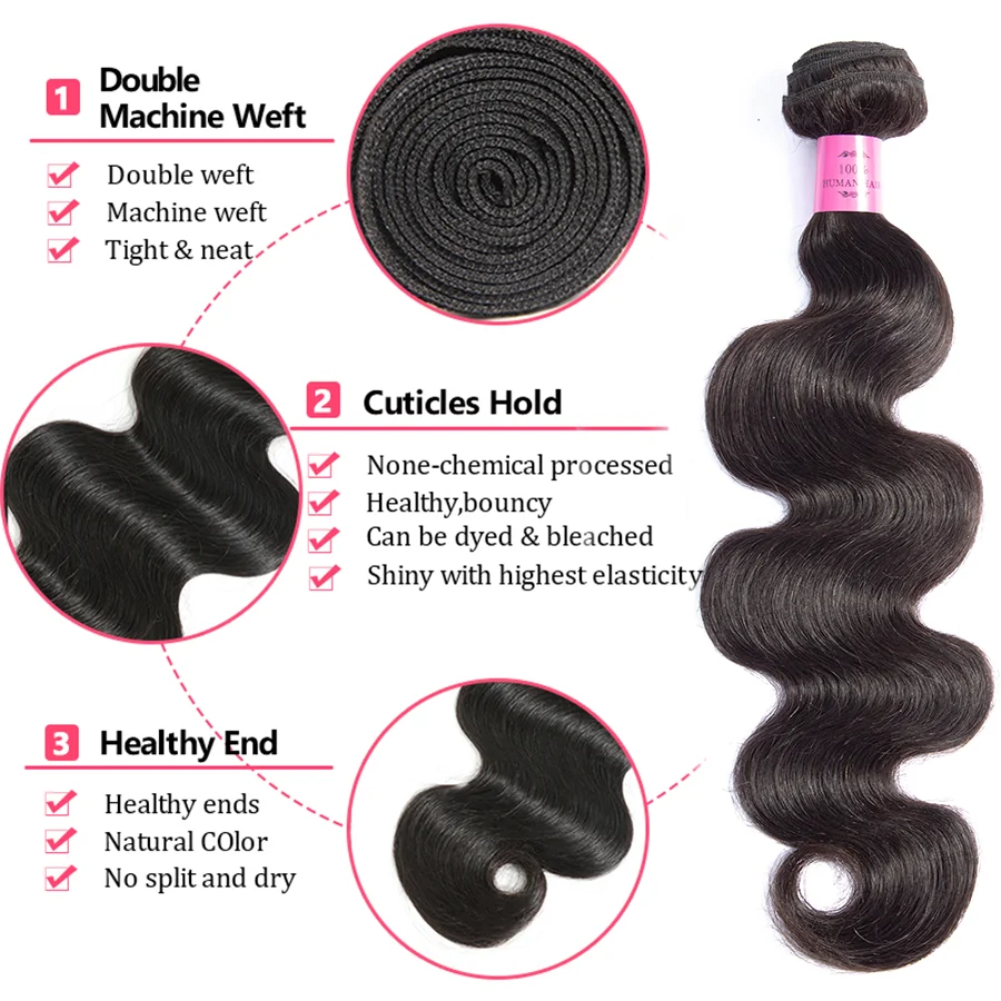 Alternative view of Queenlike 30 32 Inch Thick Body Wave Brazilian Raw Hair 100% Human Hair