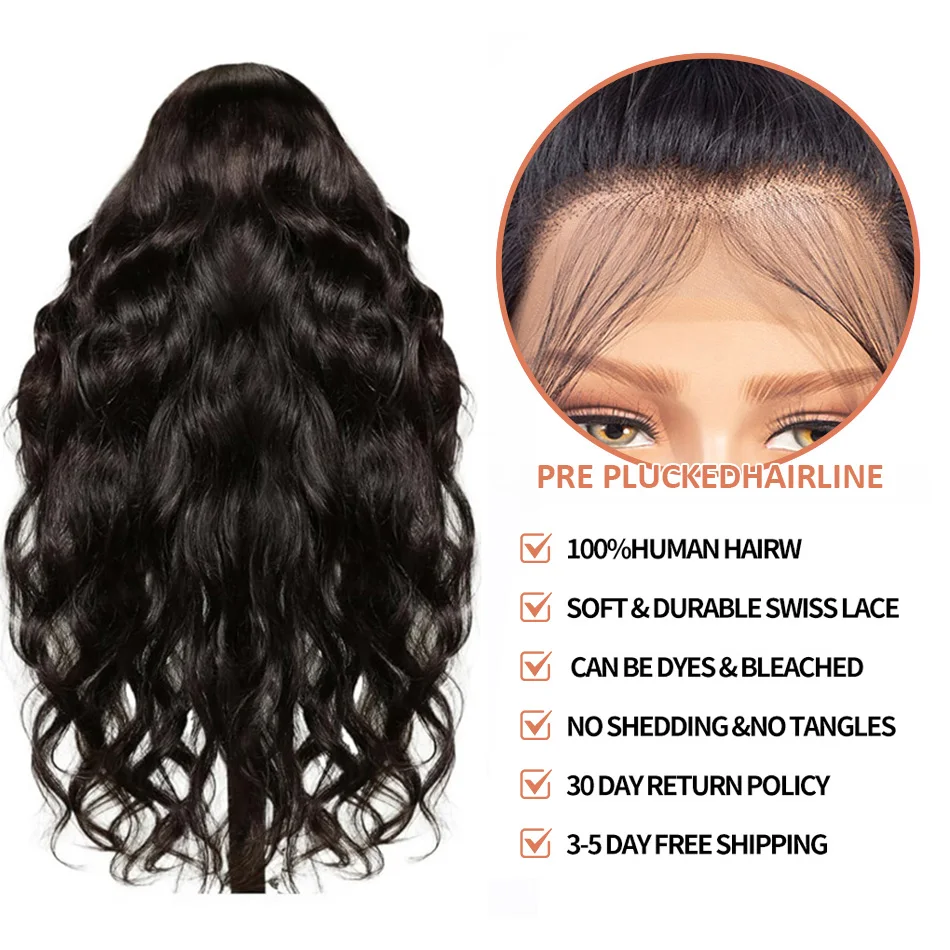 Alternative view of 30 40 Inch 13x4 Body Wave Lace Front Human Hair Wig 250 Density Brazilian Remy 13x6 Transparent Hd Lace Frontal Wigs For Women