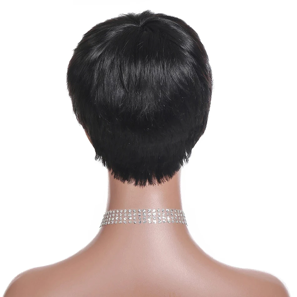 Short Bob Wig Straight Human Hair Wigs With Bangs Non Lace Front Wigs For Women Pixie Cut Wig Natural Color Full Machine Made Short Bob Wig Straight Human Hair Wigs With Bangs Non Lace Front Wigs For Women Pixie Cut Wig Natural Color Full Machine Made