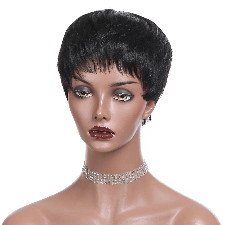 Alternative view of Short Bob Wig Straight Human Hair With Bangs