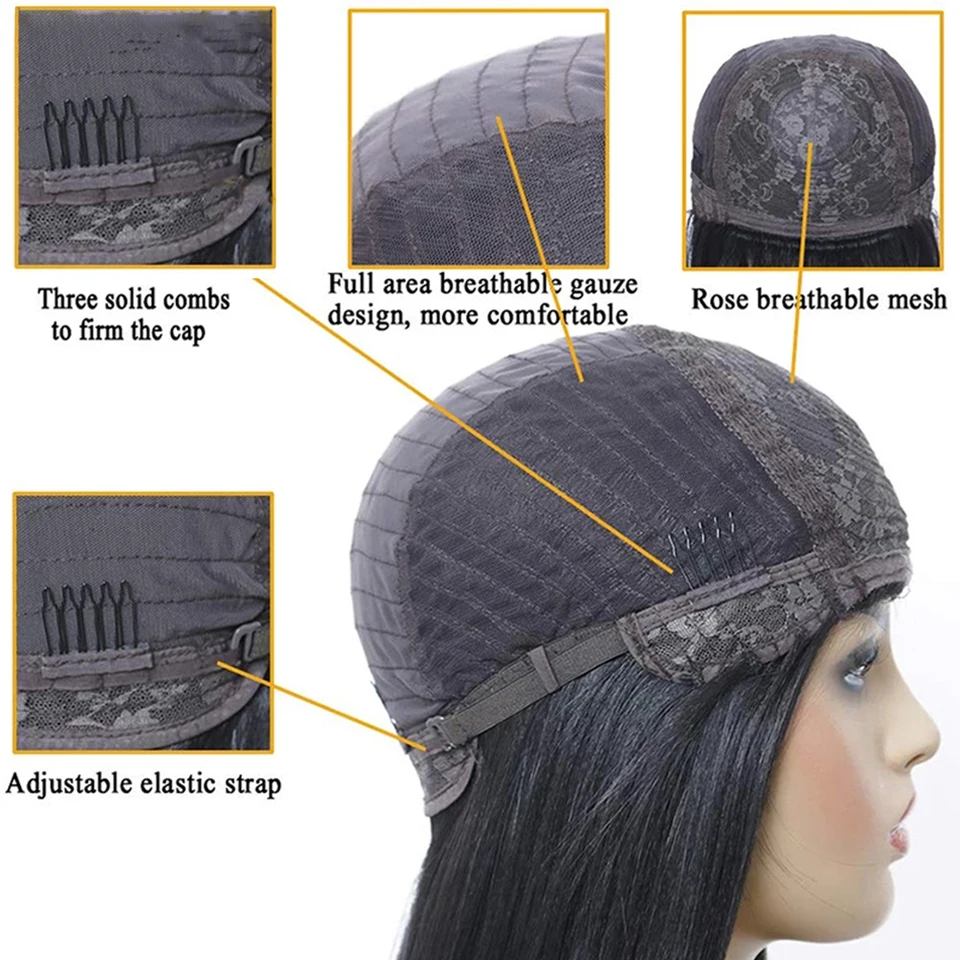 Brazilian Short Straight Hair Bob Wigs Human Hair Wig With Bangs Remy Full Machine Made Wig for Women Non Lace Glueless Bob Wig Brazilian Short Straight Hair Bob Wigs Human Hair Wig With Bangs Remy Full Machine Made Wig for Women Non Lace Glueless Bob Wig