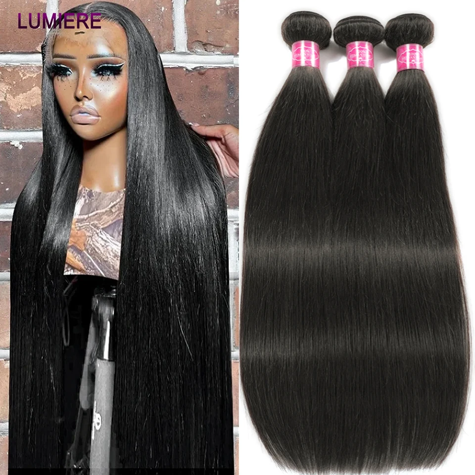 32 40 Inch Bone Straight Human Hair Bundle Deal Brazilian Hair Weave Extensions 1/3/4 PCS Raw Hair Body Wave Extension Wholesale