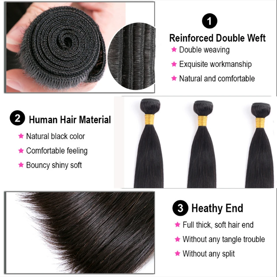Alternative view of 32 40 Inch Bone Straight Human Hair Bundle Deal Brazilian Hair Weave Extensions 1/3/4 PCS Raw Hair Body Wave Extension Wholesale