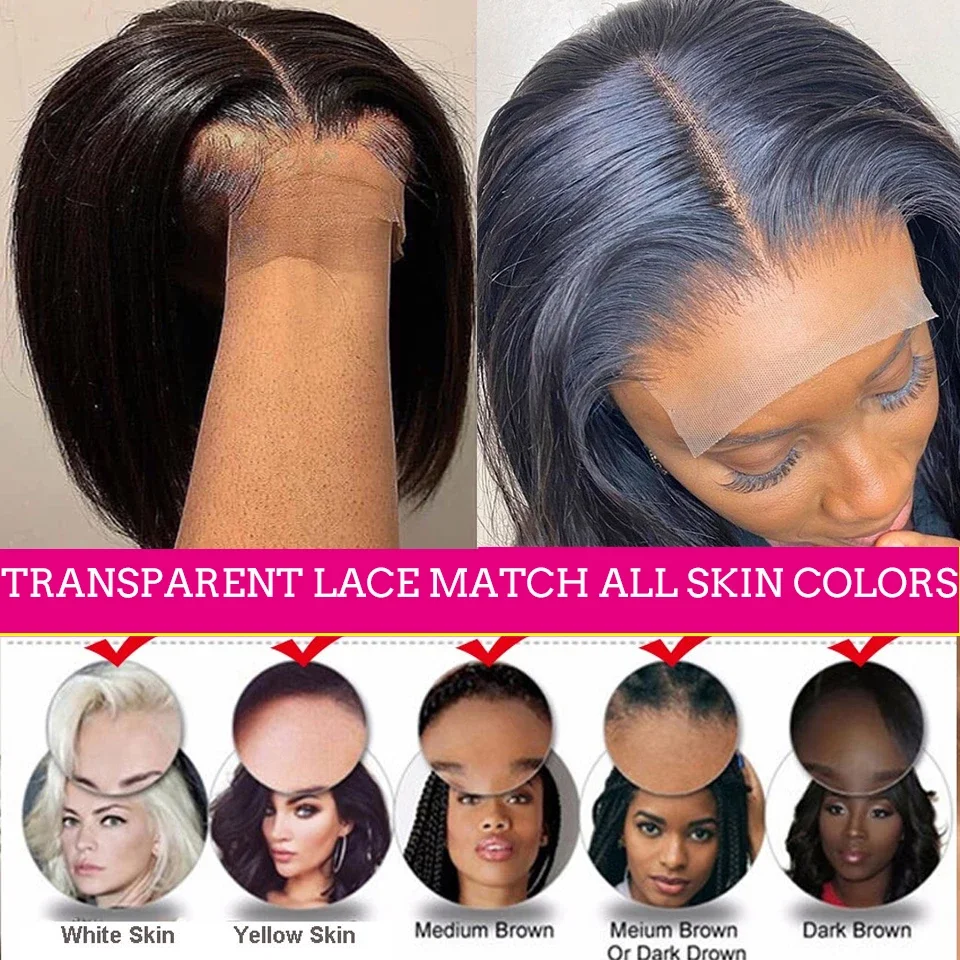 Bone Straight Bob Wig Lace Front Human Hair Wigs For Women Short Bob Wig 13x4 HD Lace Frontal Wig Glueless Wig Human Hair 180% - Image 5