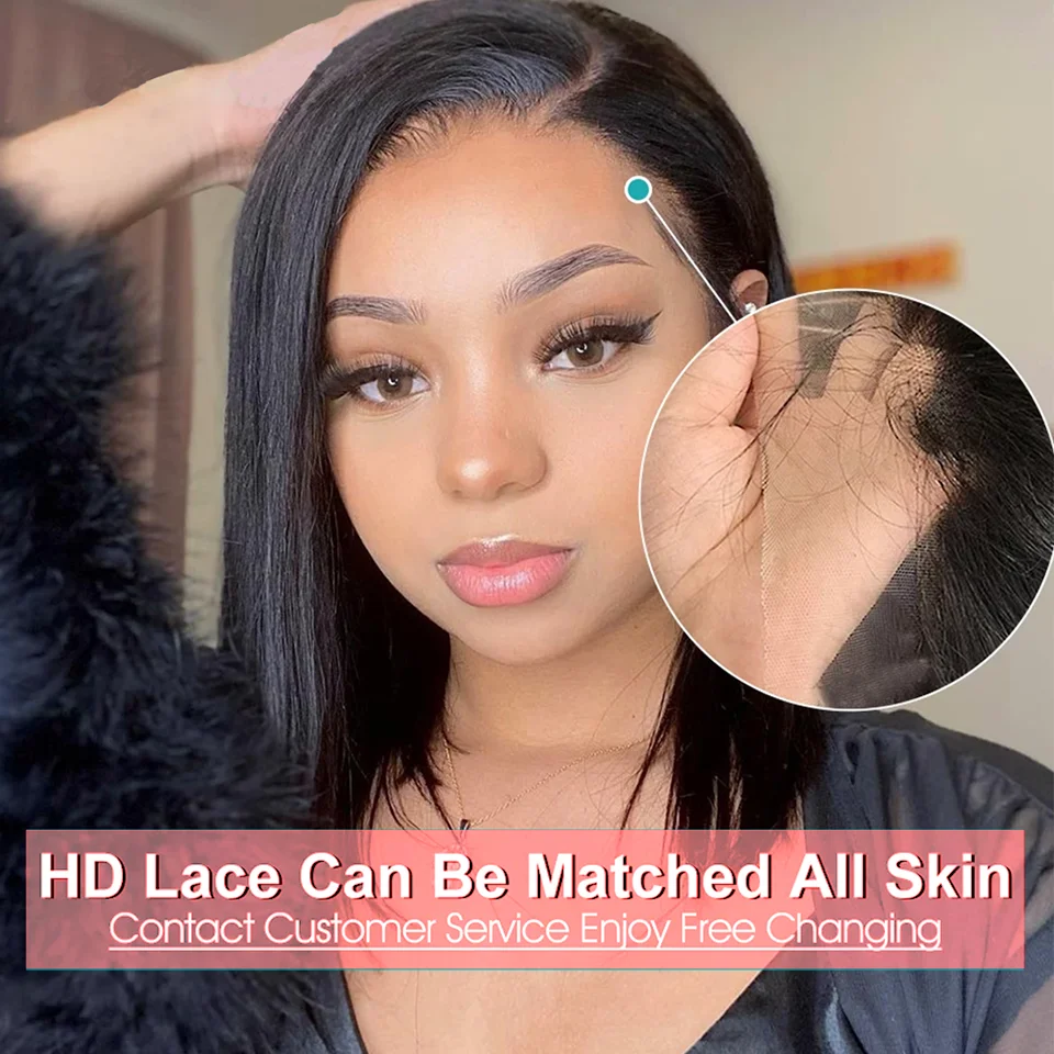 Bone Straight Bob Wig Lace Front Human Hair Wigs For Women Short Bob Wig 13x4 HD Lace Frontal Wig Glueless Wig Human Hair 180% - Image 3