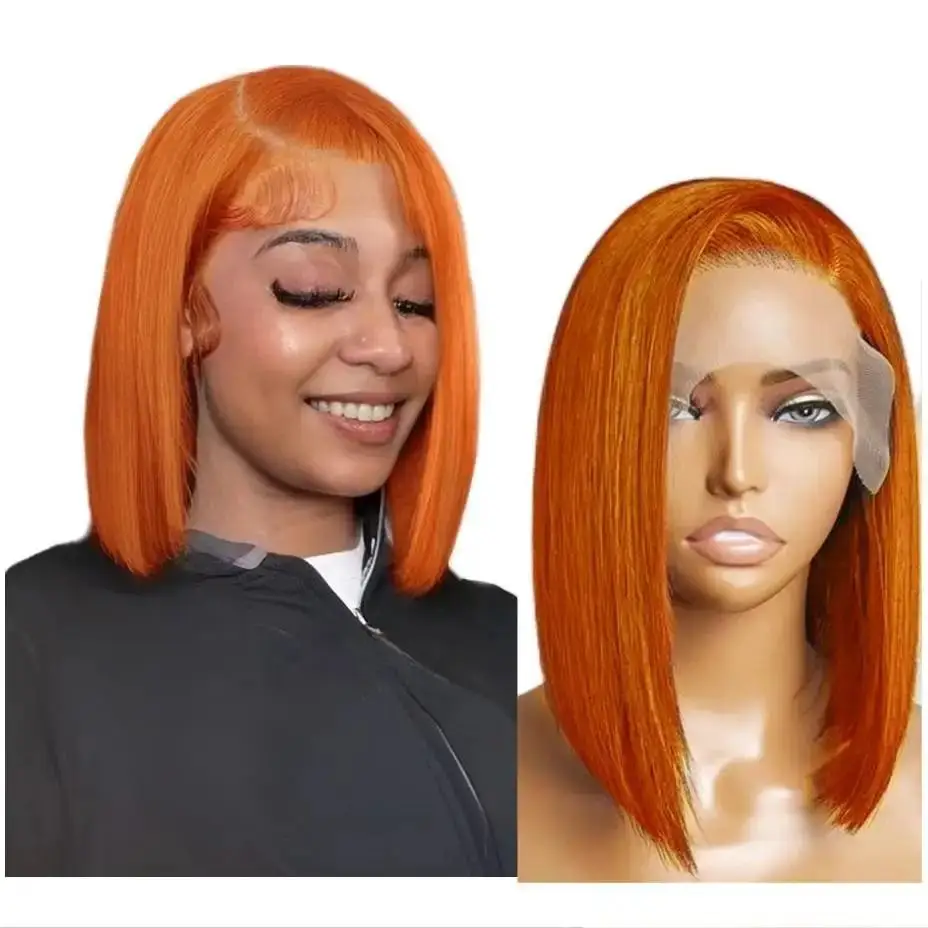 Lace Front Short Bob Wig Indian #350 13X4 Straight T Part Lace Transparent Frontal Wigs Human Hair For Black Woman