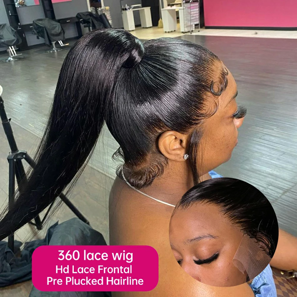 Alternative view of 360 Full Lace Wig 13X4 Transparent Lace Front Human Hair Wigs For Women 30 36 Inch Brazilian Bone Straight 13x6 Lace Frontal Wig