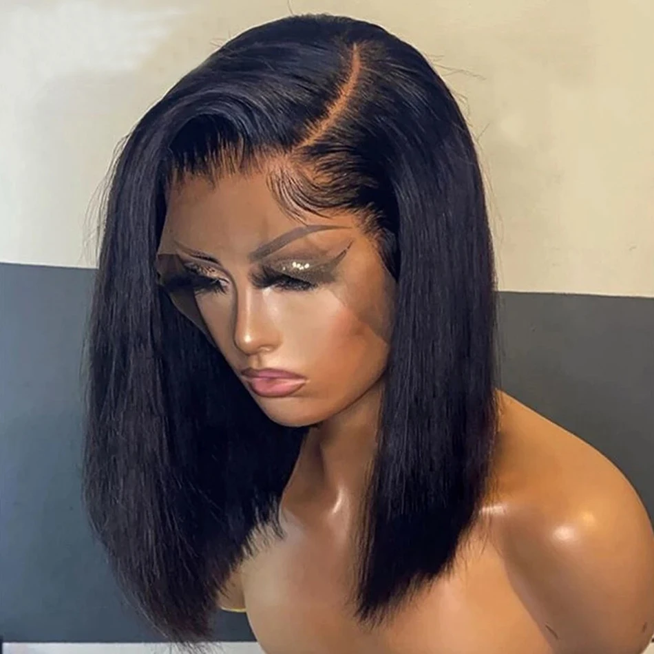 Bone Straight Bob Wig Lace Front Human Hair Wigs For Women Short Bob Wig HD Lace Frontal Wig Glueless Wig Human Hair 180%