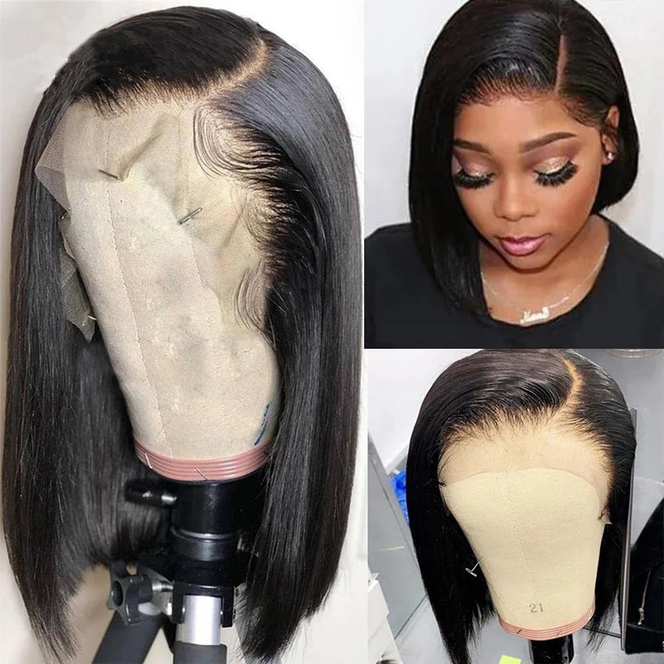 Bone Straight Bob Wig Lace Front Human Hair Wigs For Women Short Bob Wig HD Lace Frontal Wig Glueless Wig Human Hair 180%