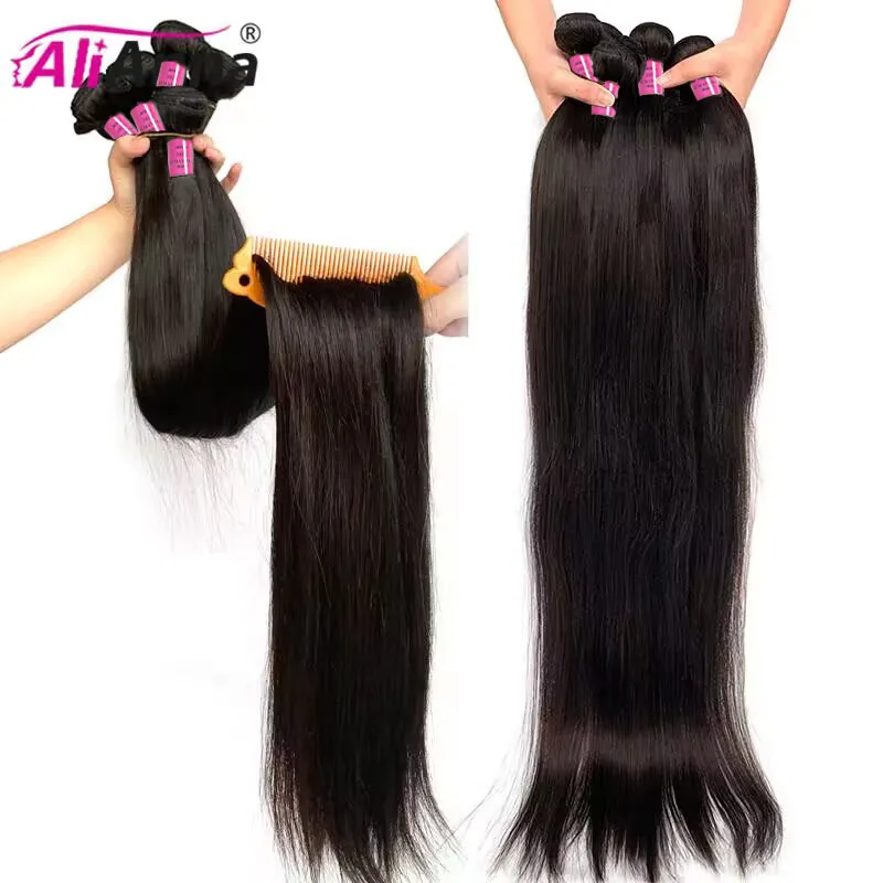 Alternative view of 10A 36 38 40 Inch Human Hair Bundles Brazilian Hair Weave Bundles Straight Human Hair Bundles 30 Inch Bundles Hair Extensions